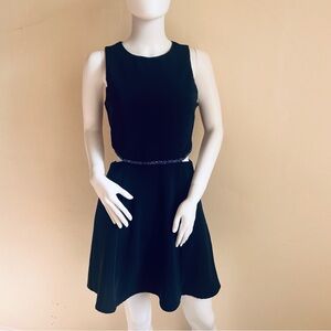 Topshop Navy Beaded Cutout Skater Dress – Size 8